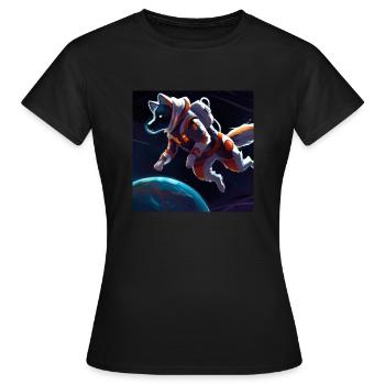 AI Shirt - Wolf Astronaut flying in space - Frauen T-Shirt - Schwarz - Vorne - AI Model Female 172 dark (172cm)