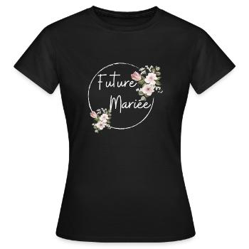 Future mariée floral - T-shirt Femme - noir - Devant - AI Model Female 172 dark (172cm)