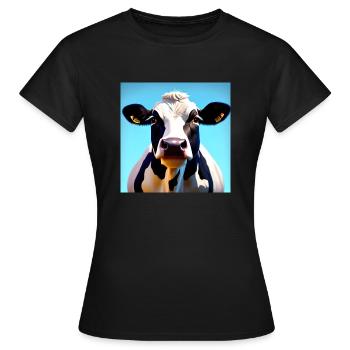 Schwarz-Weiß-Kuh - Frauen T-Shirt - Schwarz - Vorne - AI Model Female 172 dark (172cm)