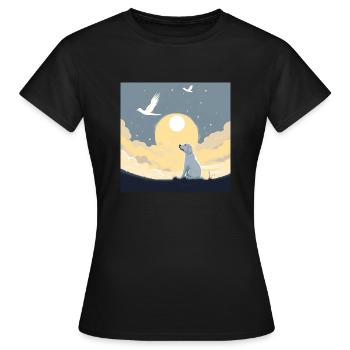 Hund im Himmel - Vierbeiner verlässt die Welt - Frauen T-Shirt - Schwarz - Vorne - AI Model Female 172 dark (172cm)
