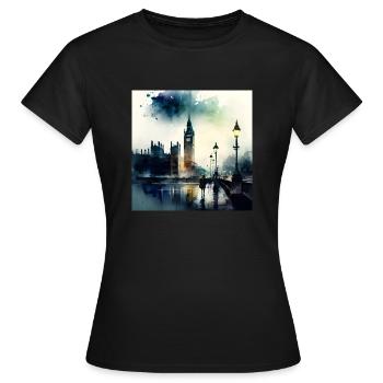 London Scenery Big Ben Aquarell - Women's T-Shirt - black - Front - AI Model Female 172 dark (172cm)