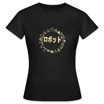 Tribu de robots (version cercle) - T-shirt Femme - noir - Devant - AI Model Female 172 dark (172cm)