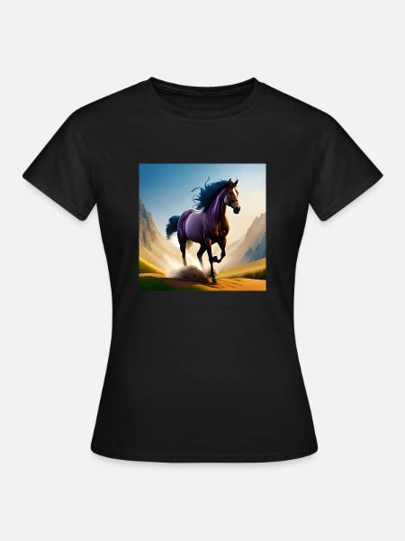 Galopperende hest i sand - Dame-T-shirt - sort