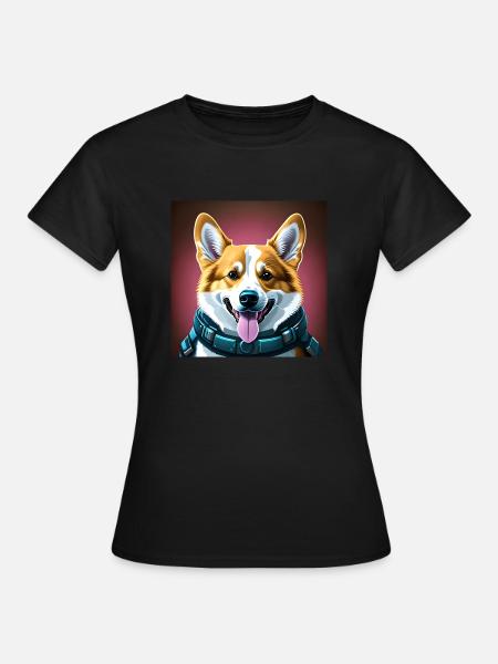 Portrett av Corgi - Dame-T-shirt - sort