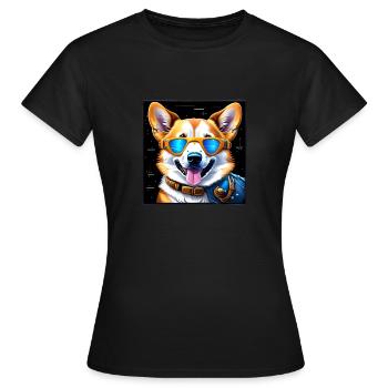 Corgi futuriste - T-shirt Femme - noir - Devant - AI Model Female 172 dark (172cm)