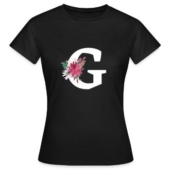 Buchstabe g blumig - Frauen T-Shirt - Schwarz - Vorne - AI Model Female 172 dark (172cm)