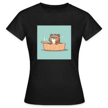 Castor mignon dans la baignoire - T-shirt Femme - noir - Devant - AI Model Female 172 dark (172cm)