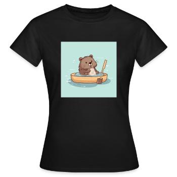 Castor mignon dans la baignoire - T-shirt Femme - noir - Devant - AI Model Female 172 dark (172cm)