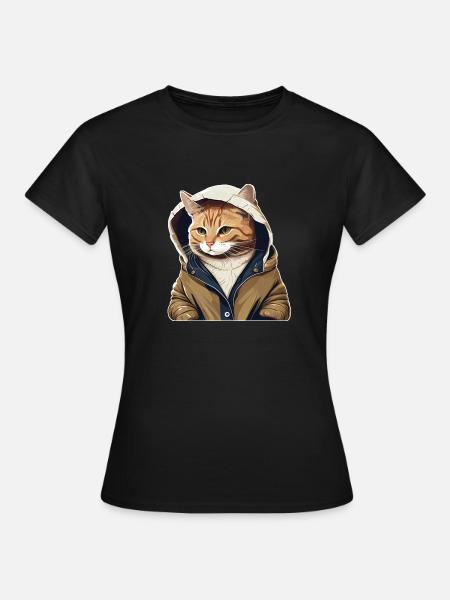 Cute Cat Ur-Tshirt - Frauen T-Shirt - Schwarz