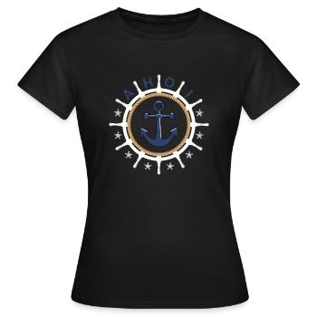 Ahoy Volant Ancre Étoile de mer - T-shirt Femme - noir - Devant - AI Model Female 172 dark (172cm)