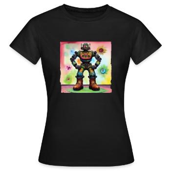 Robo Blume - Frauen T-Shirt - Schwarz - Vorne - AI Model Female 172 dark (172cm)