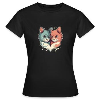 Cuddling cats - Women's T-Shirt - black - Front - AI Model Female 172 dark (172cm)