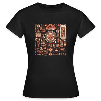 Folklore africain - T-shirt Femme - noir - Devant - AI Model Female 172 dark (172cm)