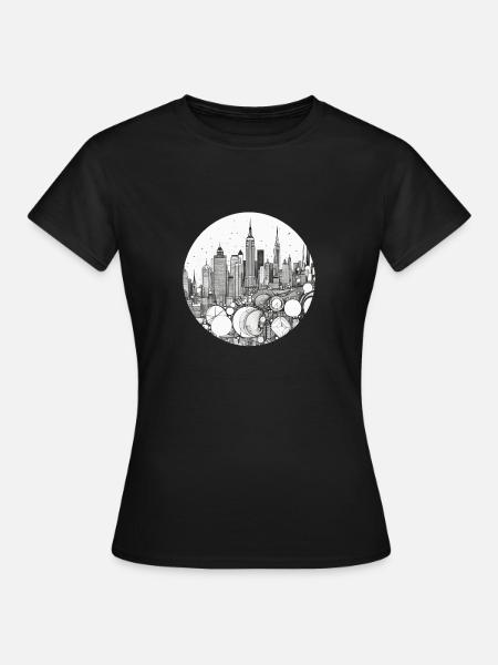 New York City Circle Drawing - Frauen T-Shirt - Schwarz