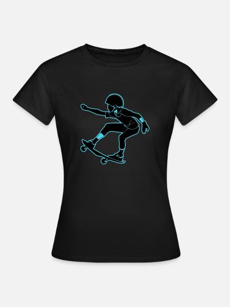 Skateboard Madchen Junge - Frauen T-Shirt - Schwarz