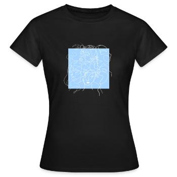 Face line blue - T-shirt Femme - noir - Devant - AI Model Female 172 dark (172cm)