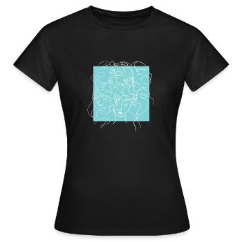 Face line blue - T-shirt Femme - noir - Devant - AI Model Female 172 dark (172cm)