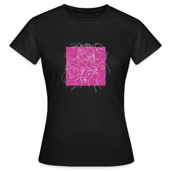 Face line pink - T-shirt Femme - noir - Devant - AI Model Female 172 dark (172cm)
