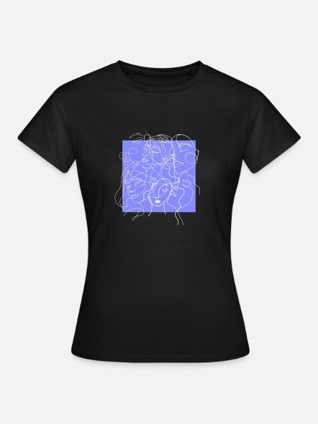 Gesichtslinie lila - Frauen T-Shirt - Schwarz