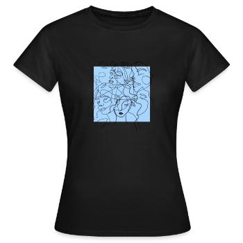 Face line blue - T-shirt Femme - noir - Devant - AI Model Female 172 dark (172cm)