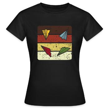 Avion en papier rétro - T-shirt Femme - noir - Devant - AI Model Female 172 dark (172cm)