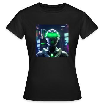 Cyberpunk Weltraumsoldat - Frauen T-Shirt - Schwarz - Vorne - AI Model Female 172 dark (172cm)