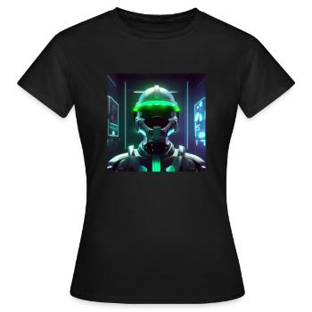Cyberpunk Weltraumsoldat - Frauen T-Shirt - Schwarz - Vorne - AI Model Female 172 dark (172cm)
