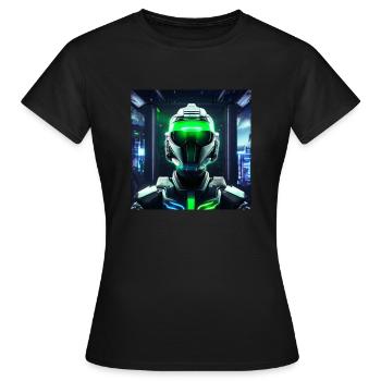 Cyberpunk Weltraumsoldat - Frauen T-Shirt - Schwarz - Vorne - AI Model Female 172 dark (172cm)