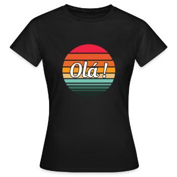 Olá ! - T-shirt Femme - noir - Devant - AI Model Female 172 dark (172cm)