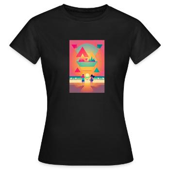 Romantik bei Sonnenuntergang - Frauen T-Shirt - Schwarz - Vorne - AI Model Female 172 dark (172cm)