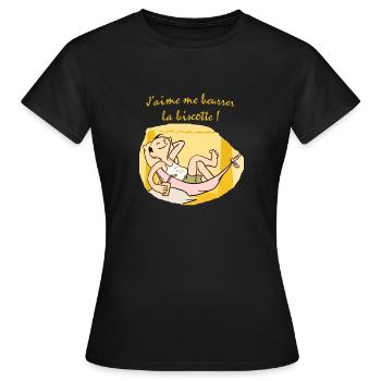 Se beurrer la Biscotte - T-shirt Femme - noir - Devant - AI Model Female 172 dark (172cm)