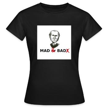 Putin, verrückt und böse (Putin, Mad and Bad) - Frauen T-Shirt - Schwarz - Vorne - AI Model Female 172 dark (172cm)