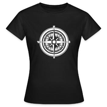 Kompass Nautik Segelboot Seefahrer - Frauen T-Shirt - Schwarz - Vorne - AI Model Female 172 dark (172cm)