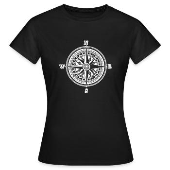 Kompass Nautik Segelboot Seefahrer - Frauen T-Shirt - Schwarz - Vorne - AI Model Female 172 dark (172cm)