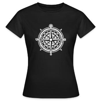 Kompass Nautik Segelboot Seefahrer - Frauen T-Shirt - Schwarz - Vorne - AI Model Female 172 dark (172cm)
