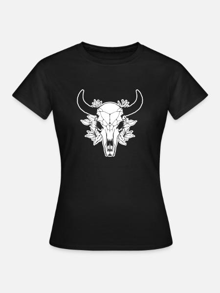 Kuh Schädel Boho - Frauen T-Shirt - Schwarz