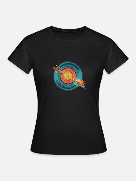 Retro Disc - Frauen T-Shirt - Schwarz