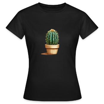 Cactus in pot - Women's T-Shirt - black - Front - AI Model Female 172 dark (172cm)