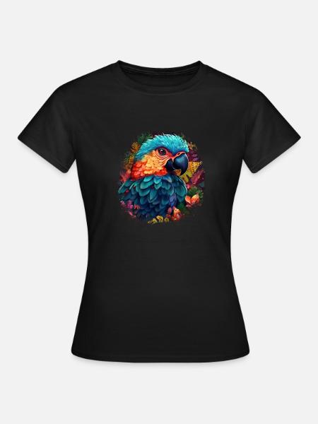 Bunter Papagei - Frauen T-Shirt - Schwarz