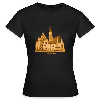 Freising, Hôtel de ville, Isar, Munich, Bavière - T-shirt Femme - noir - Devant - AI Model Female 172 dark (172cm)