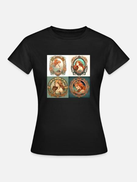 Throwhammers Rahmen im Mucha-Stil - Frauen T-Shirt - Schwarz