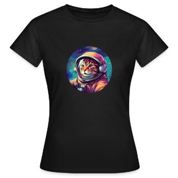 Cosmic Cat Explorer - T-shirt Femme - noir - Devant - AI Model Female 172 dark (172cm)
