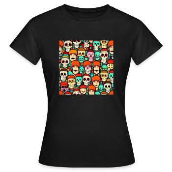 Colorful Skulls Patern - Women's T-Shirt - black - Front - AI Model Female 172 dark (172cm)