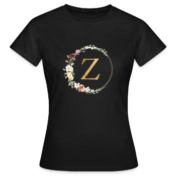 Customizable Monogram Z Floral - Women's T-Shirt - black - Front - AI Model Female 172 dark (172cm)