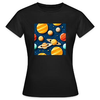 Freaky Solar System Pattern - Women's T-Shirt - black - Front - AI Model Female 172 dark (172cm)