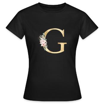G Personalisierbar Monogramm Floral - Frauen T-Shirt - Schwarz - Vorne - AI Model Female 172 dark (172cm)