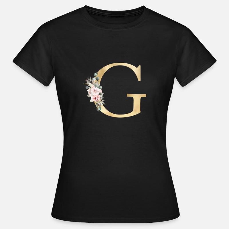 G Customizable Monogram Floral - Women's T-Shirt - black