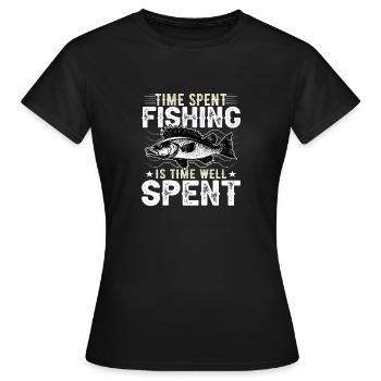 Le temps passé à pêcher est du temps bien dépensé - T-shirt Femme - noir - Devant - AI Model Female 172 dark (172cm)