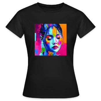 farbiges Gesicht - in Gedanken - Frauen T-Shirt - Schwarz - Vorne - AI Model Female 172 dark (172cm)