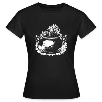 Kessel Magisch Hexe Halloween - Frauen T-Shirt - Schwarz - Vorne - AI Model Female 172 dark (172cm)